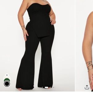 Fashion Nova Call My Name Ribbed Pant Set- Black